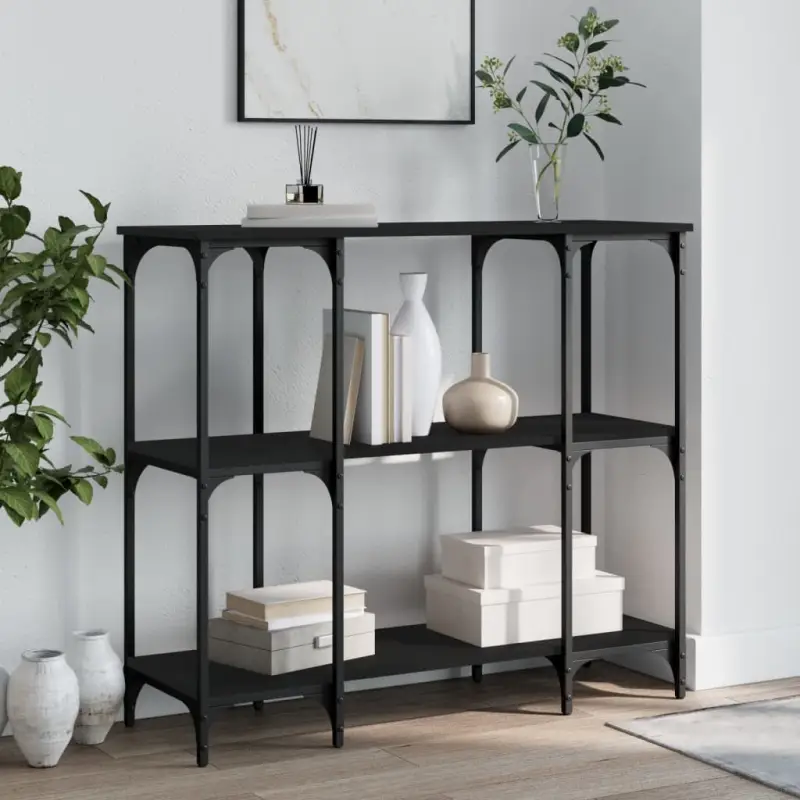 Bijzettafels met bewerkt hout en metalen frame voor elegantie