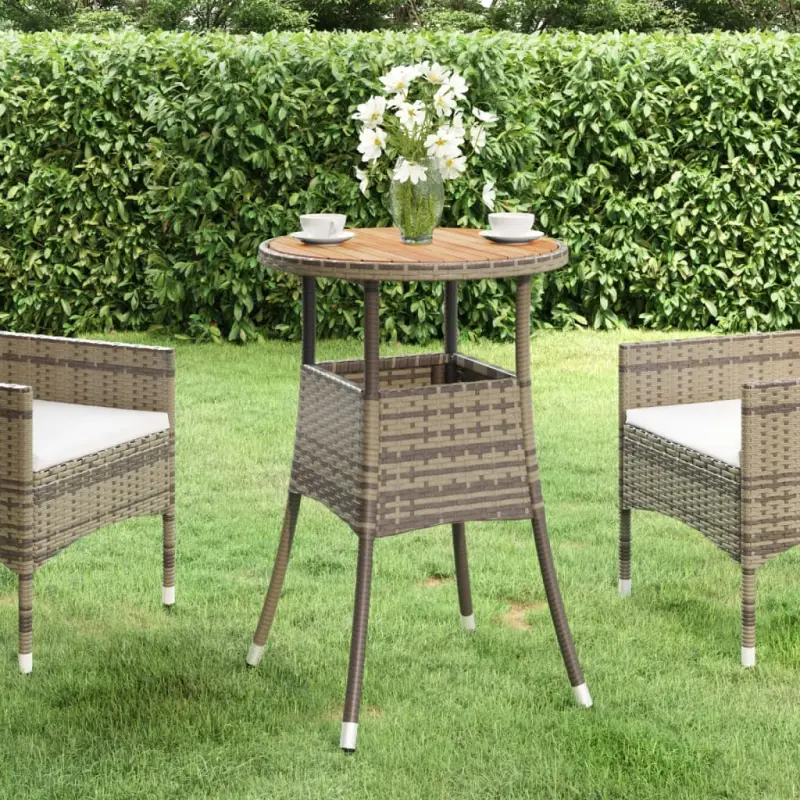 Buitentafel met poly rattan en massief acaciahout voor tuin of patio