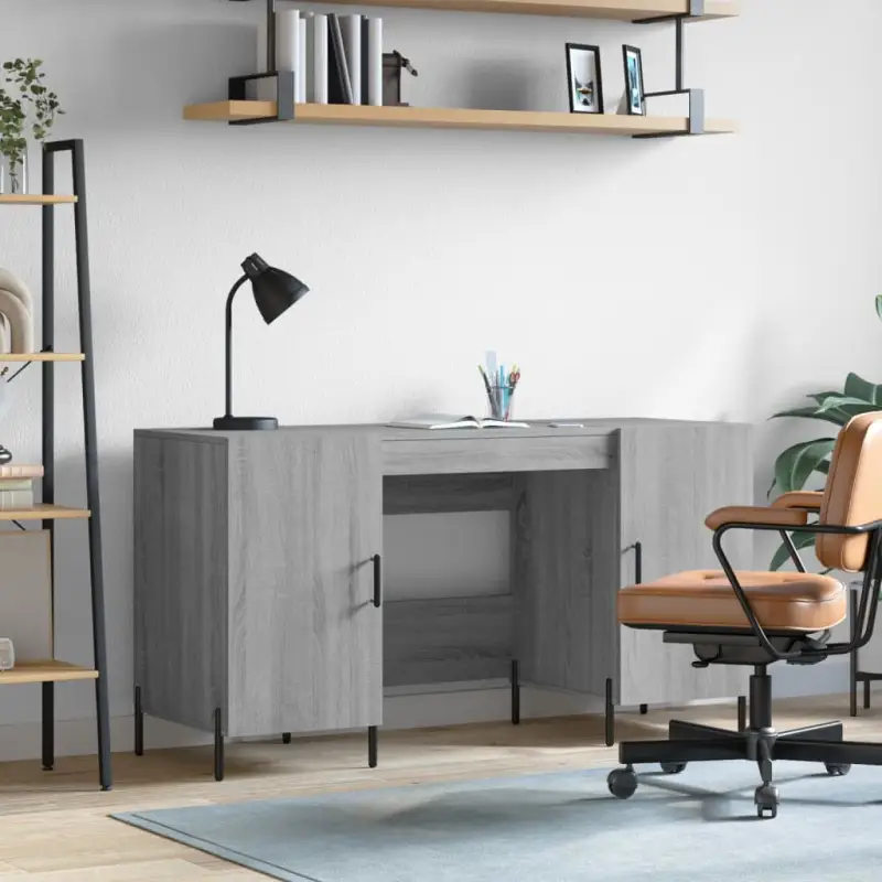 Bureau in Grijs Sonoma met bewerkt hout voor een elegante werkruimte