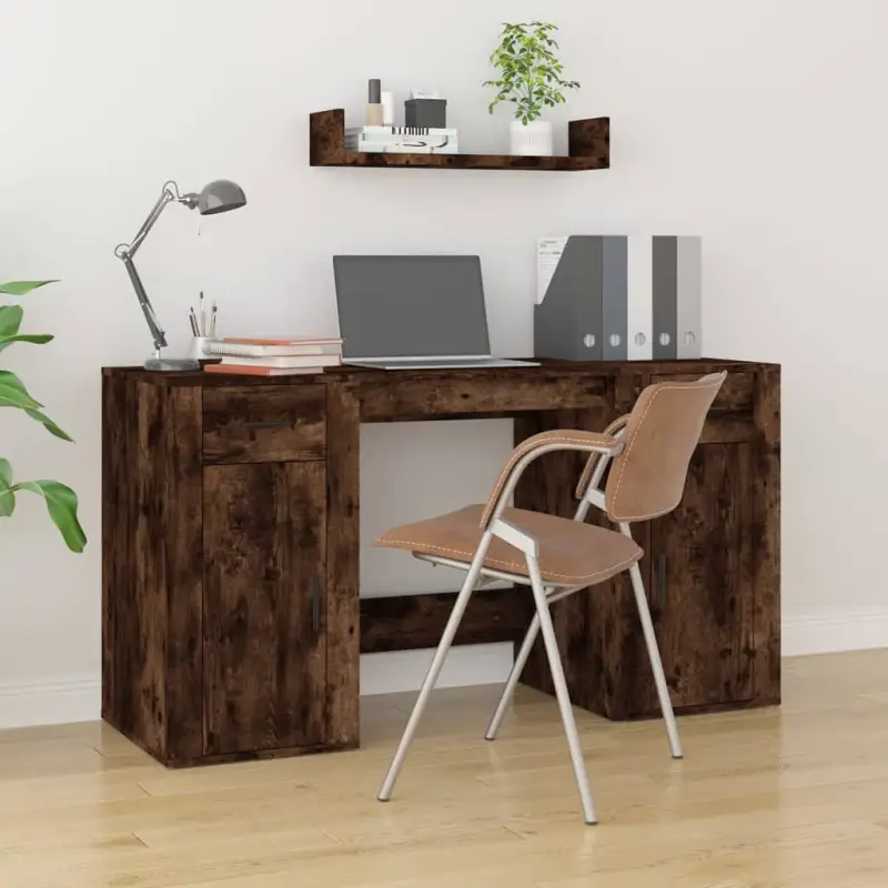 Bureau met kasten van bewerkt hout voor een elegante en duurzame werkruimte