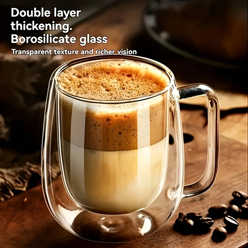 ThermoSip Dubbelwandige Glazen Mok – Borosilicaatglas, Hittebestendig & Elegant