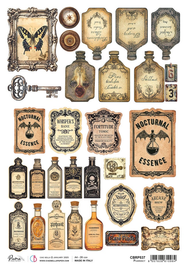 Ciao Bella cabinet of curiosities ricepaper A4