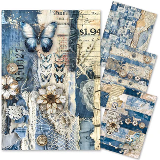 Ciao Bella – Urban Blue Denin 4 Mixed Media Rice Paper (4 pcs)