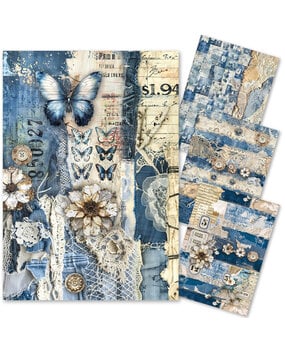 Ciao Bella – Urban blue denim A4 mixed media rice paper (4 pcs)