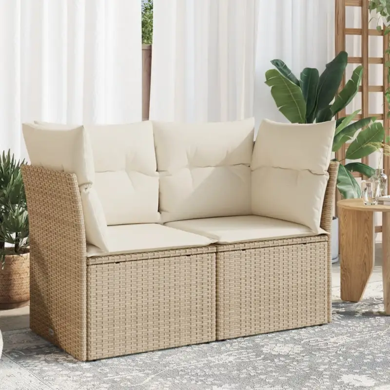 Comfortabele tuinbank van poly rattan met waterdichte zak voor buitengebruik