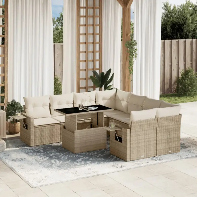 Comfortabele tuinset van beige materiaal en gepoedercoat staal