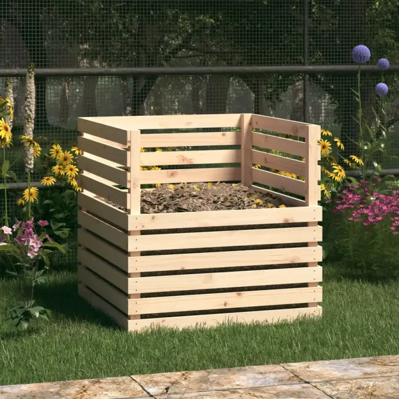 Compostbak met grote inhoud van massief grenenhout
