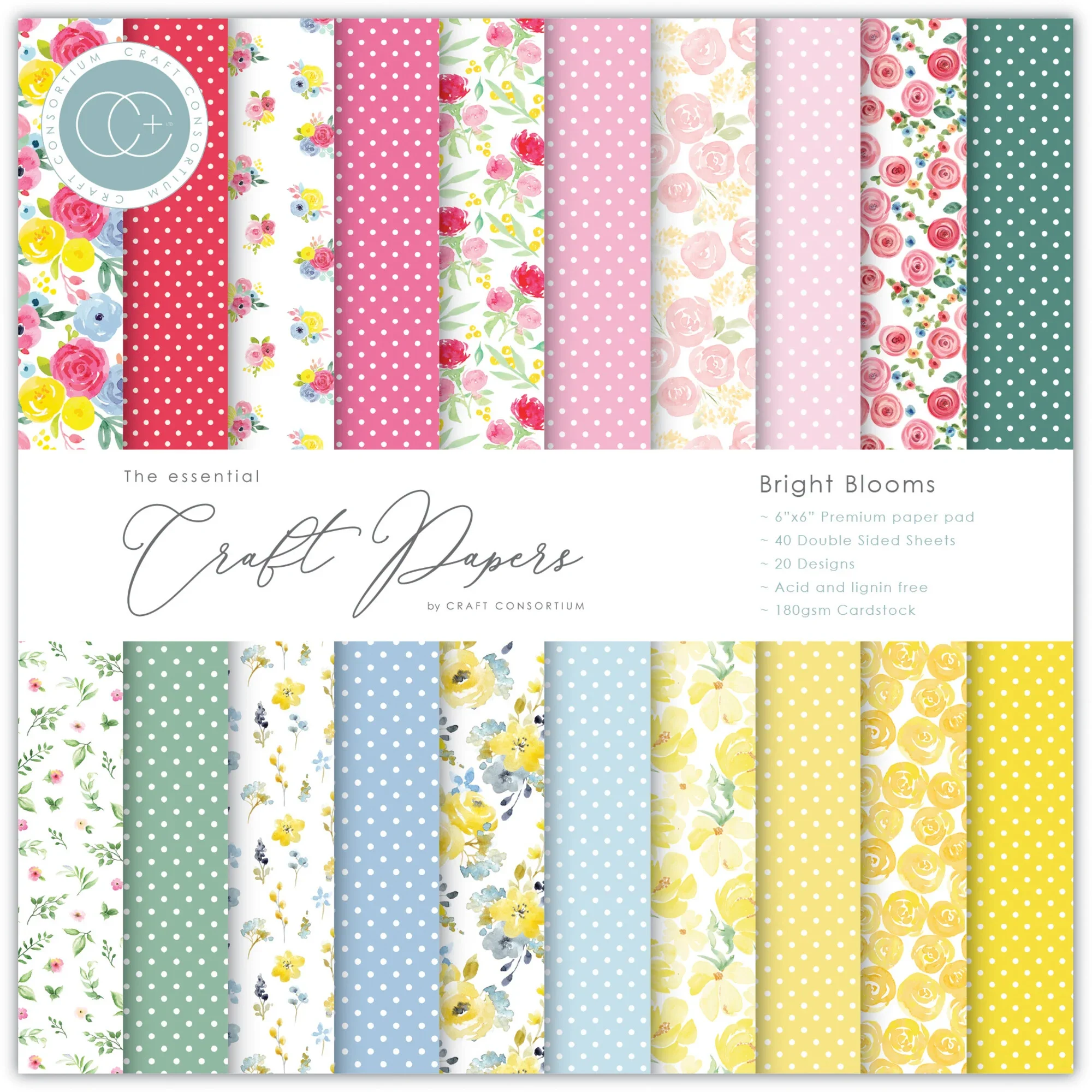 Craft Consortium – Paper pad – Bright Blooms