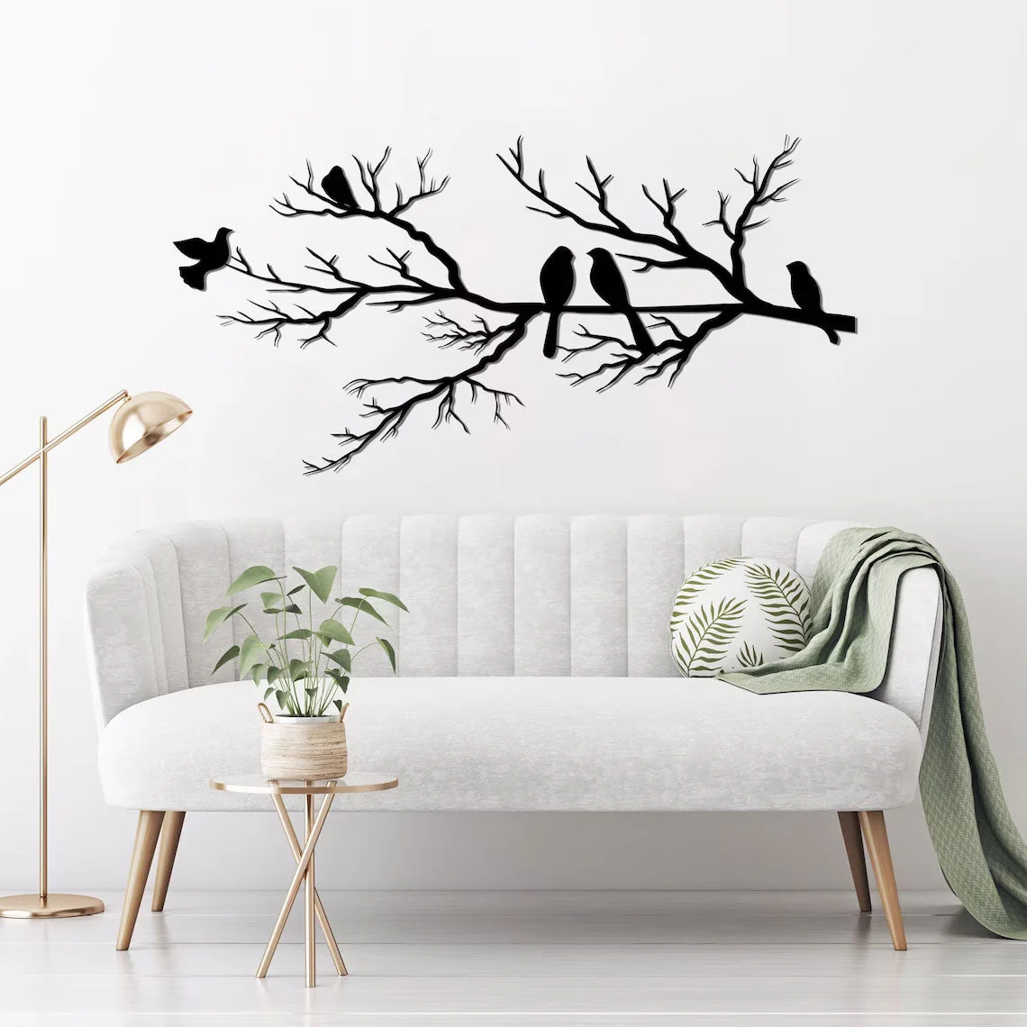 PerchArt Metalen Wanddecoratie – Vogels op een Tak voor een Tijdloze Natuurlijke Uitstraling