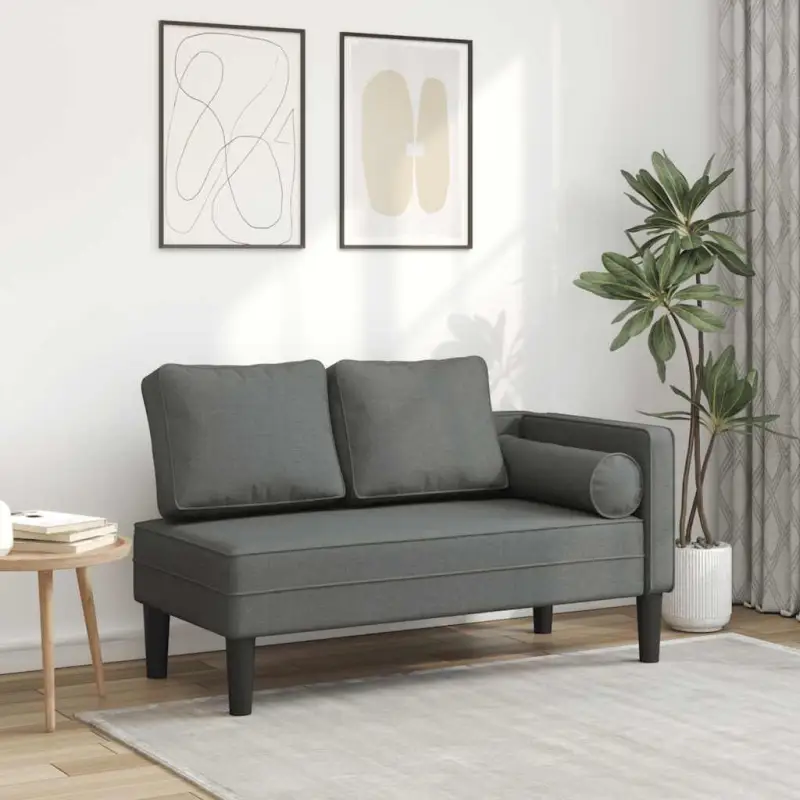 Donkergrijze chaise longue met comfortabel kussen voor ontspanning