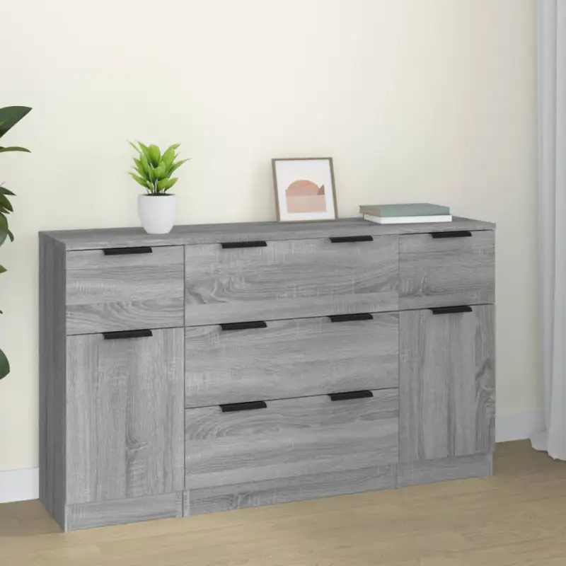 Dressoir in grijs Sonoma van bewerkt hout gemakkelijk schoon te maken