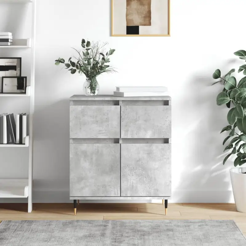 Dressoir met bewerkt hout en ijzeren poten voor een tijdloze uitstraling