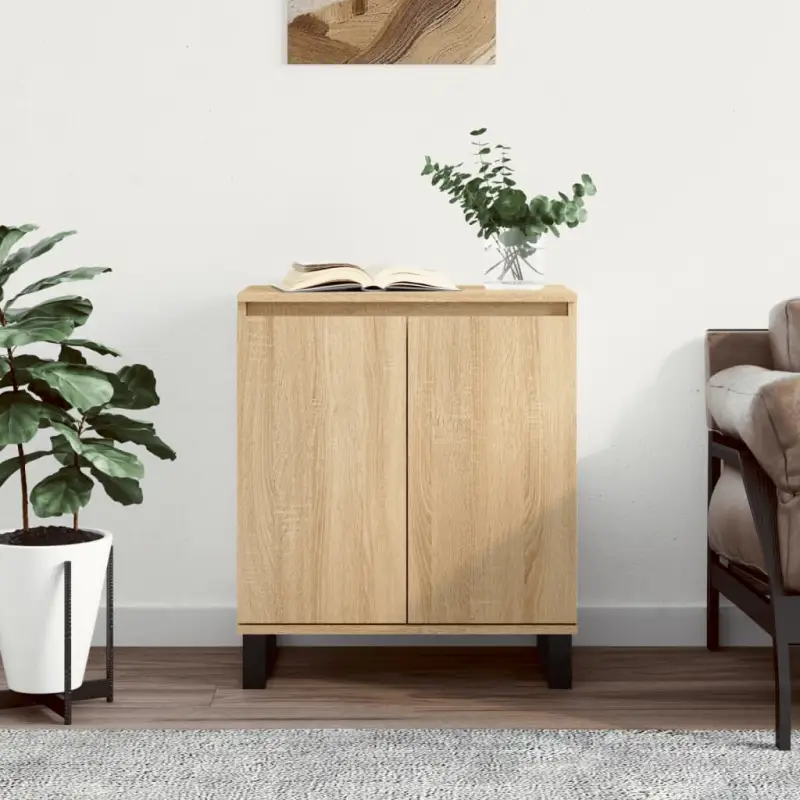 Dressoir met bewerkt hout en ijzeren poten voor een tijdloze look