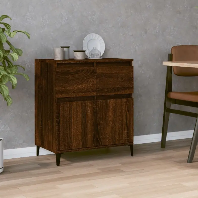 Dressoir met metalen poten en bewerkt hout voor een stijlvol interieur