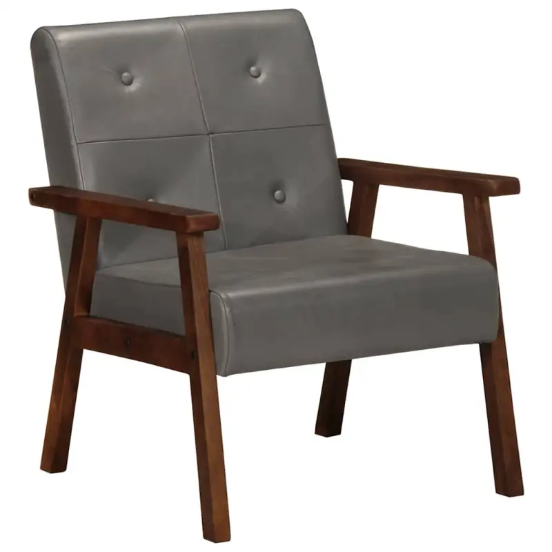 Echt leren fauteuil met knoopversiering voor een luxe uitstraling