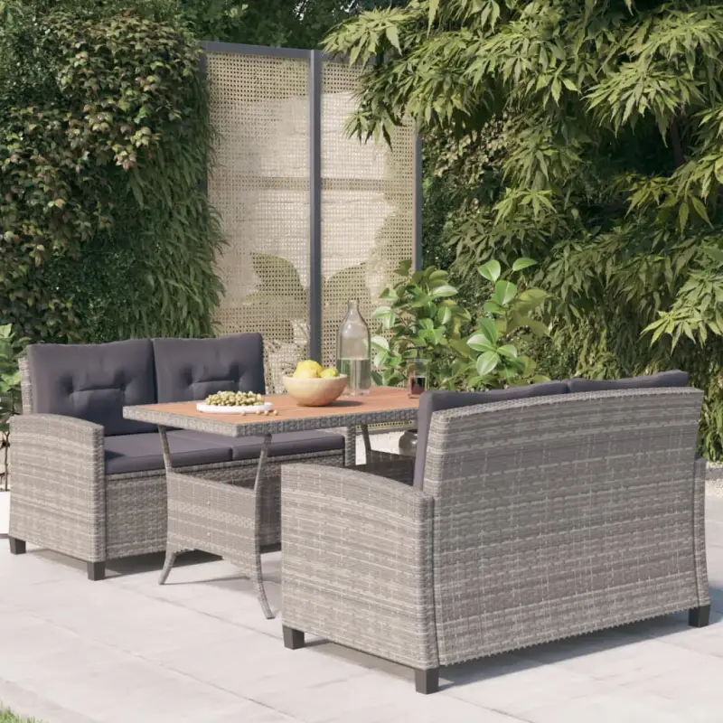 Eethoek van poly rattan en massief acaciahout met moderne charme