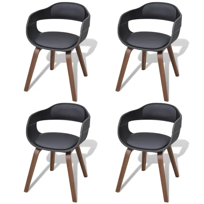 Eetkamerstoelen met kunstleren bekleding en walnoothouten frame