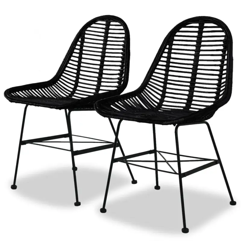 Eetkamerstoelen met natuurlijke rattan en smeedijzeren poten levering bevat