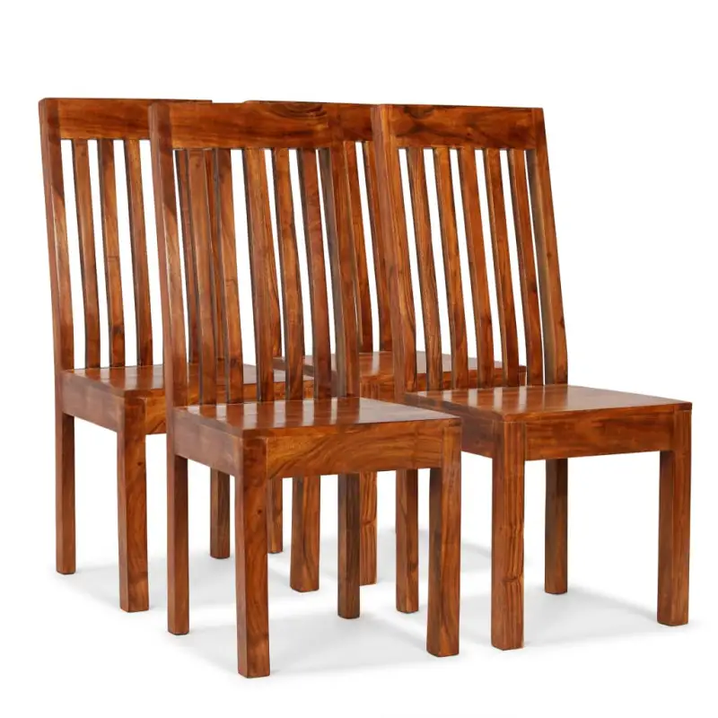 Eetkamerstoelen set van 4 met massief acaciahout en uniek design