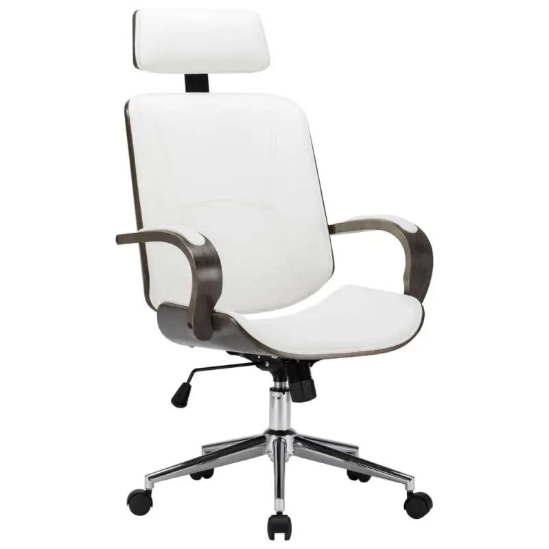Elegante gebogen houten bureaustoel voor een modern interieur