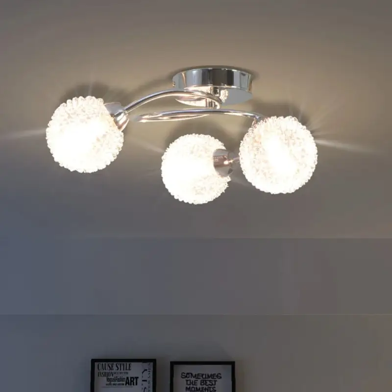 Elegante plafondlamp met metalen basis en spiraamse armen