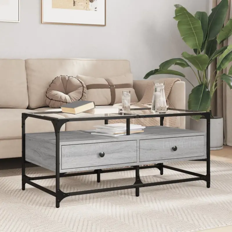 Elegante salontafel met glazen blad voor moderne woonkamer decoratie