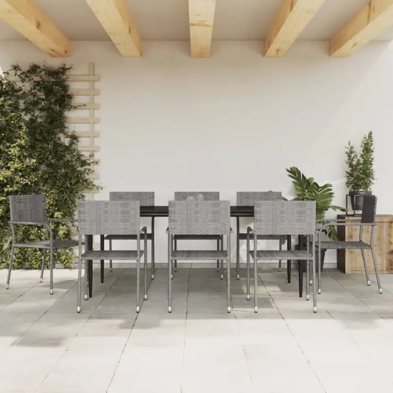 Elegante tuinset met poly rattan en gehard glas voor tuin of terras