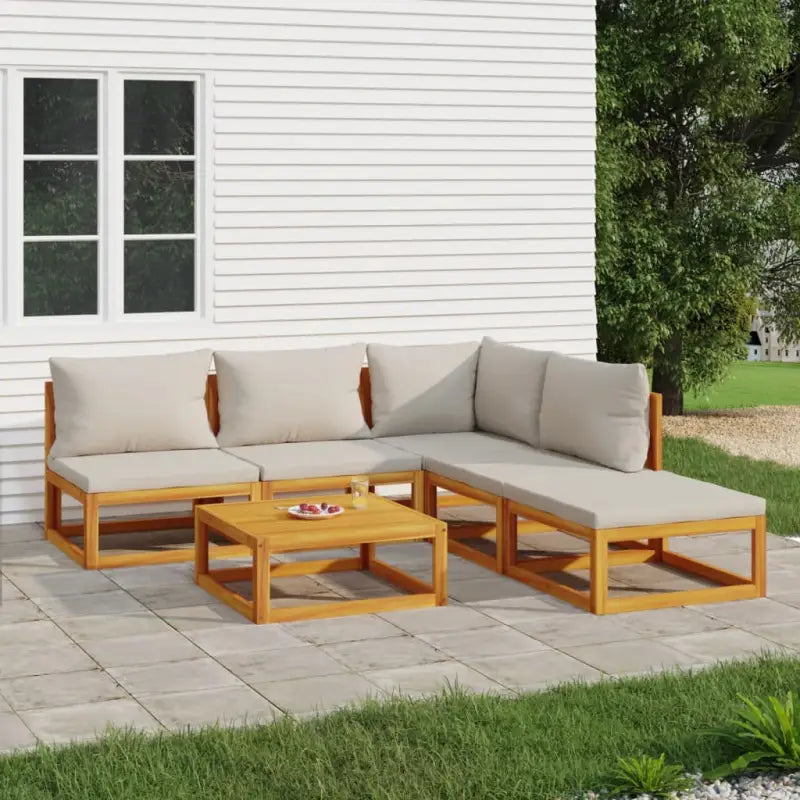 Elegante tuinset van massief acaciahout met comfortabele afmetingen rugkussen