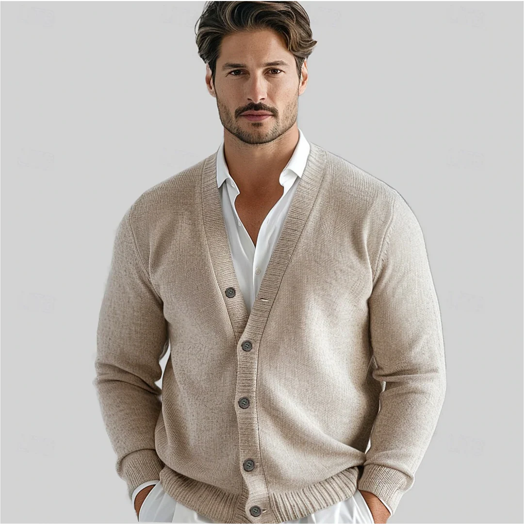 Heren Klassiek Knoopvest met V-hals en regular fit