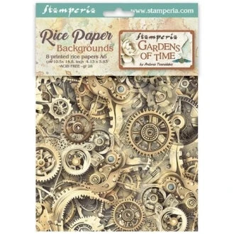 Stamperia – Gardens of Time – Mini Rice Paper Backgrounds 8 pcs