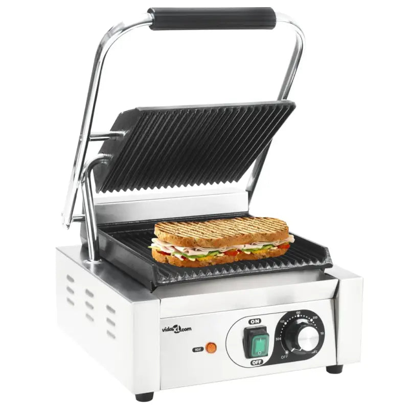 Gegroefde Panini Grill met Gietijzeren Platen voor snel grillen