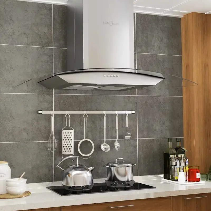 Geluidsarme wandafzuigkap met twee 3-laags wasbare aluminium vetfilters