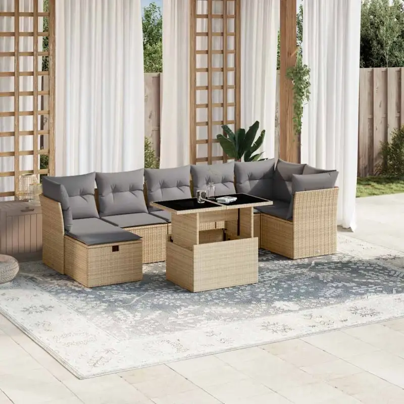 Gepubliceerd loungeset met beige materiaal en gepoedercoat staal afmetingen