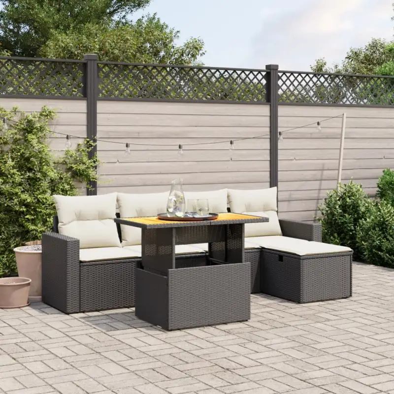 Gezellige tuinset van zwart materiaal en gepoedercoat staal