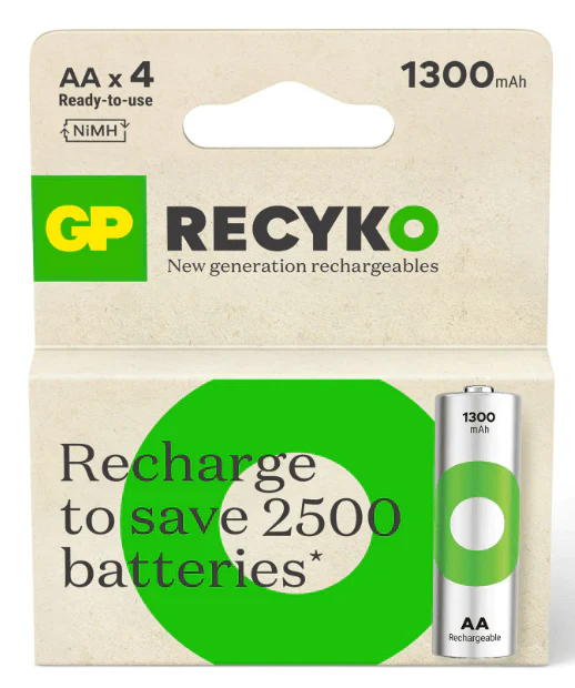 GP ReCyko Rechargeable AA Batterijen 1300mAh 4-Pack
