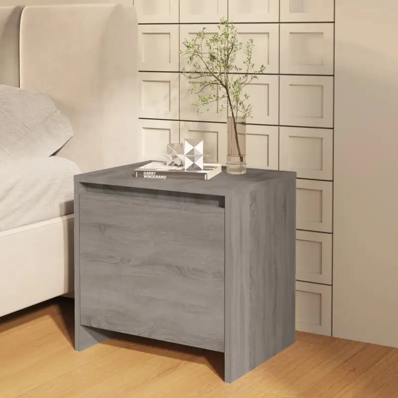 Grijs Sonoma nachtkastje van bewerkt hout met tijdloos design