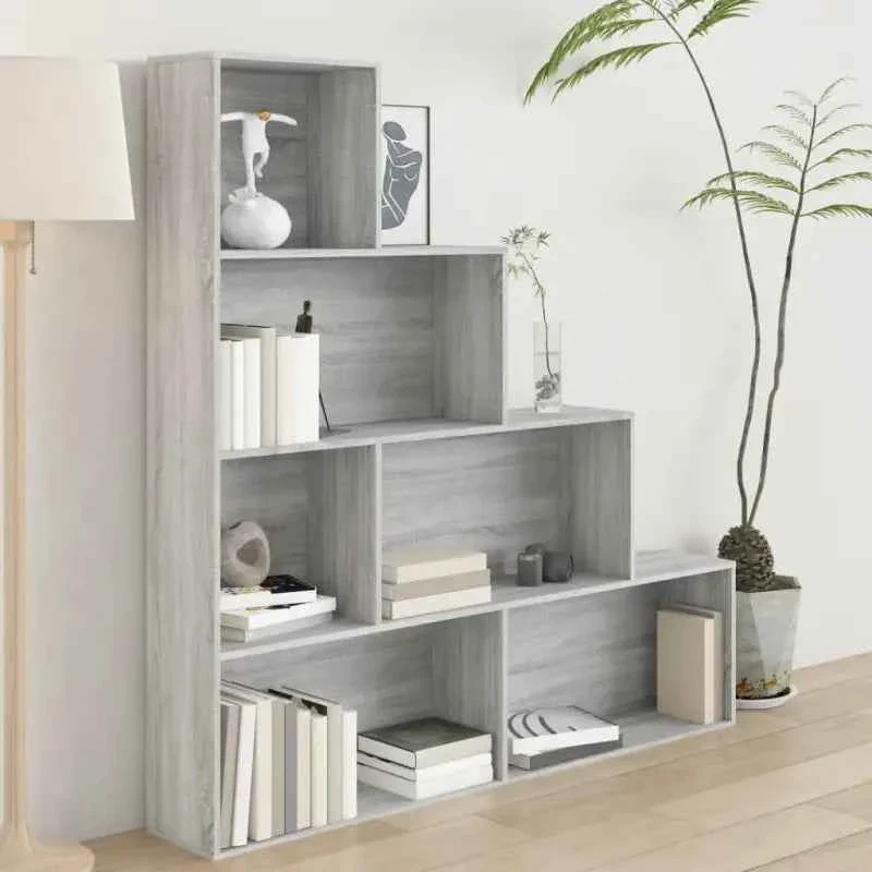 Grijze Sonoma boekenkast met strak design en gemakkelijk schoon te maken