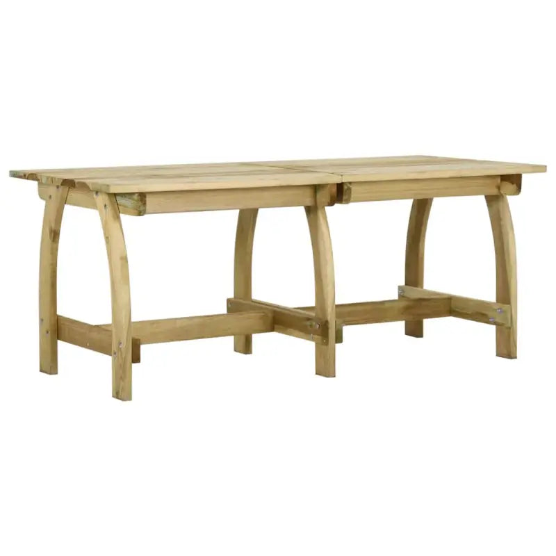 Groen geïmpregneerde houten tuintafel met trendy en praktisch ontwerp