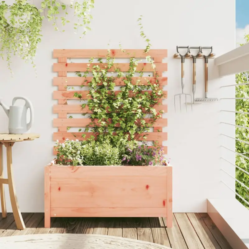 Houten bloempotten en plantenbakken van massief douglashout voor buiten