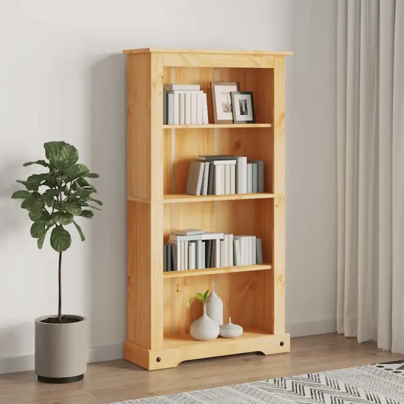 Houten boekenkast met Mexicaanse charme en rustieke uitstraling