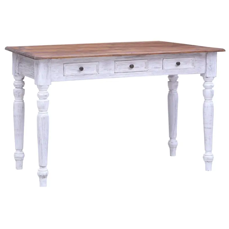 Houten bureau met massief mahoniehout en drie lades