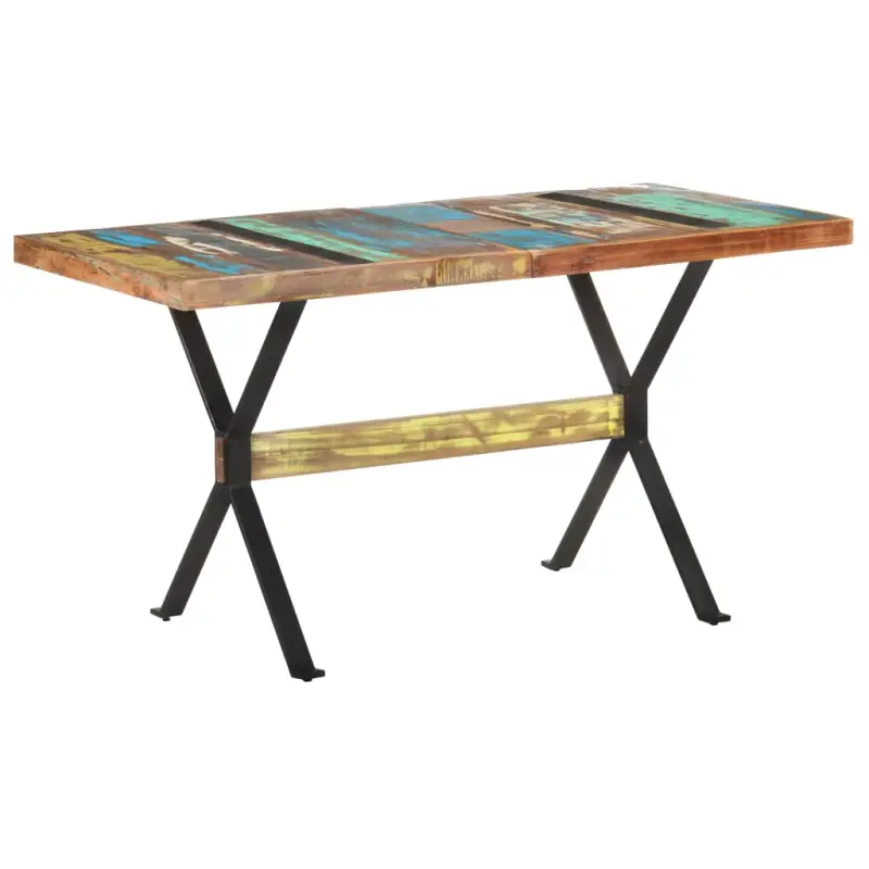 Houten eettafel van massief gerecycled hout in industriële stijl