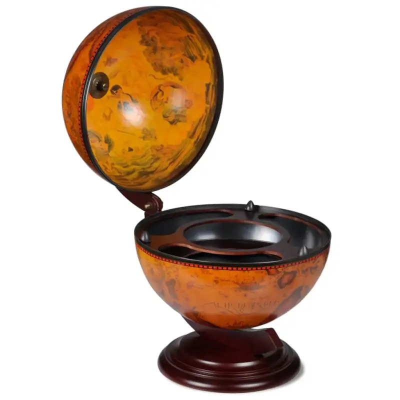 Houten Globebar met draaibare bar voor wijn en drankopslag