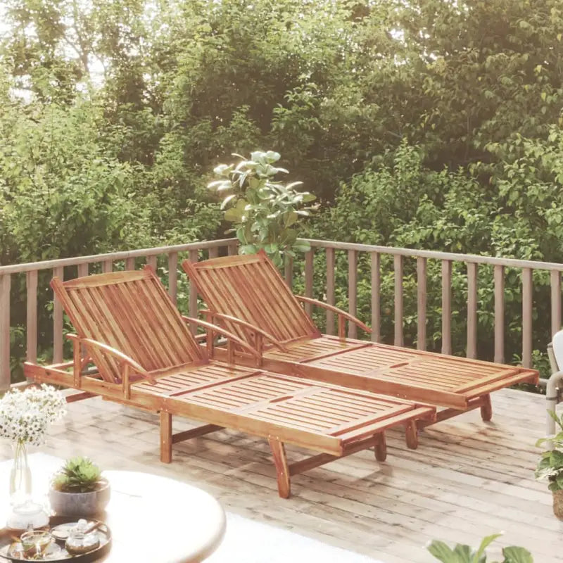 Houten Ligstoelen Set van Massief Acaciahout voor Buiten Gebruik