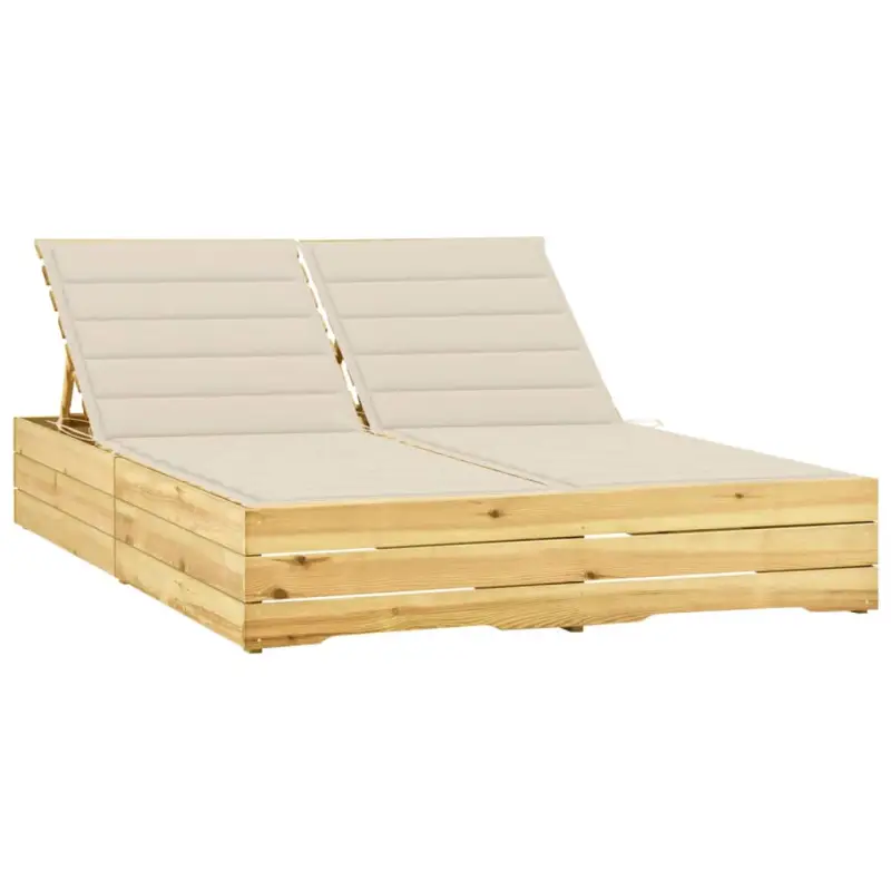 Houten loungebed met kussens voor buiten in rustieke stijl