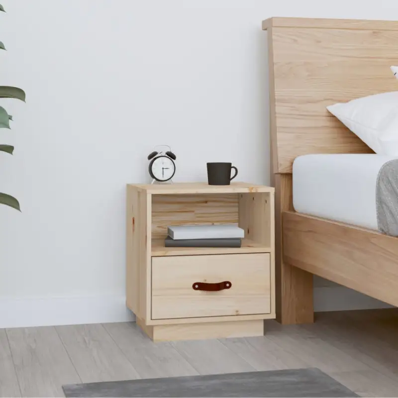 Houten nachtkastje van massief grenenhout voor decoratieve spullen