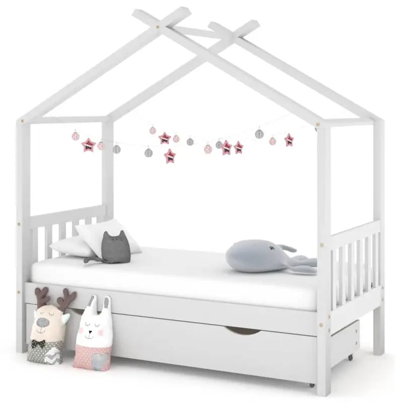 Houten peuterbed met lade in massief grenenhout met boomhut-stijl