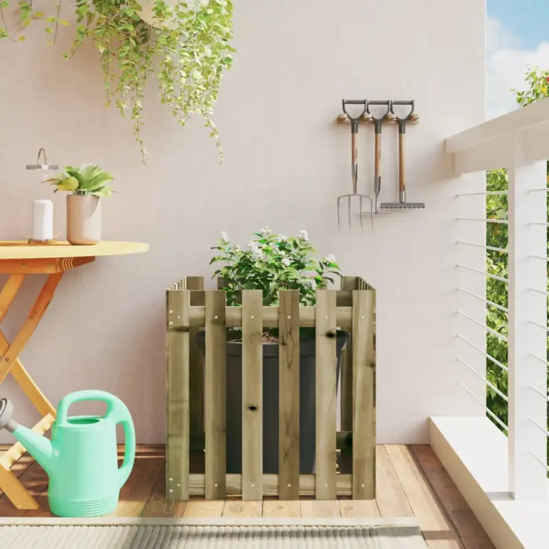 Houten plantenbak van geïmpregneerd grenenhout voor tuin en interieur