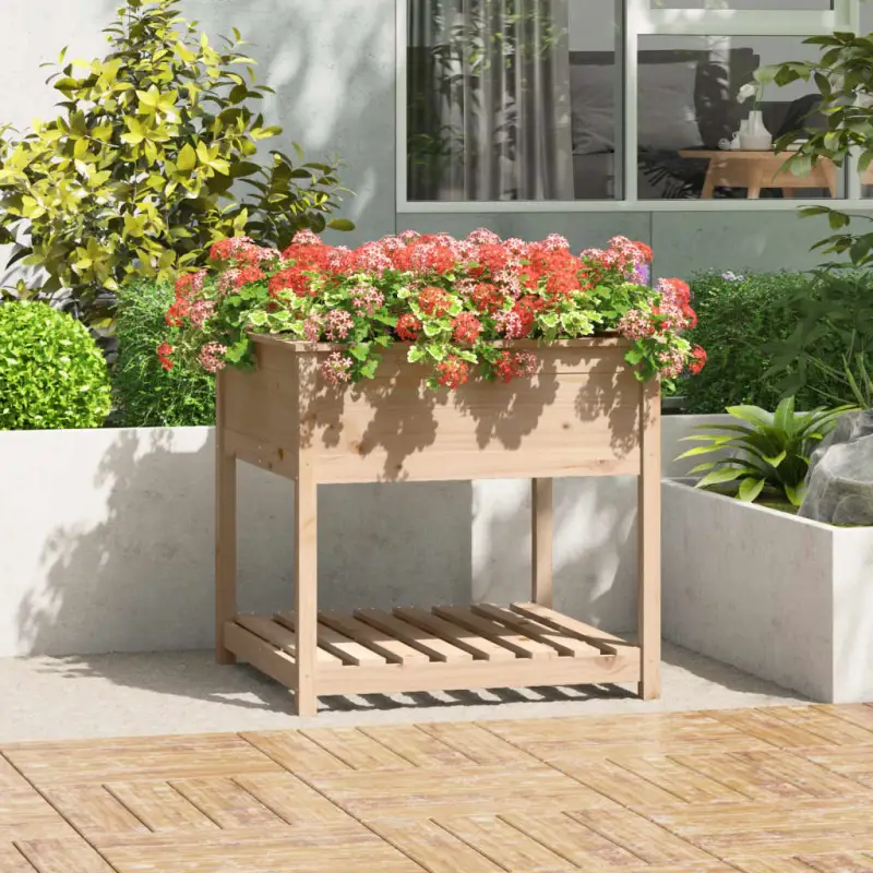 Houten plantenbak van massief grenenhout voor binnen en buiten