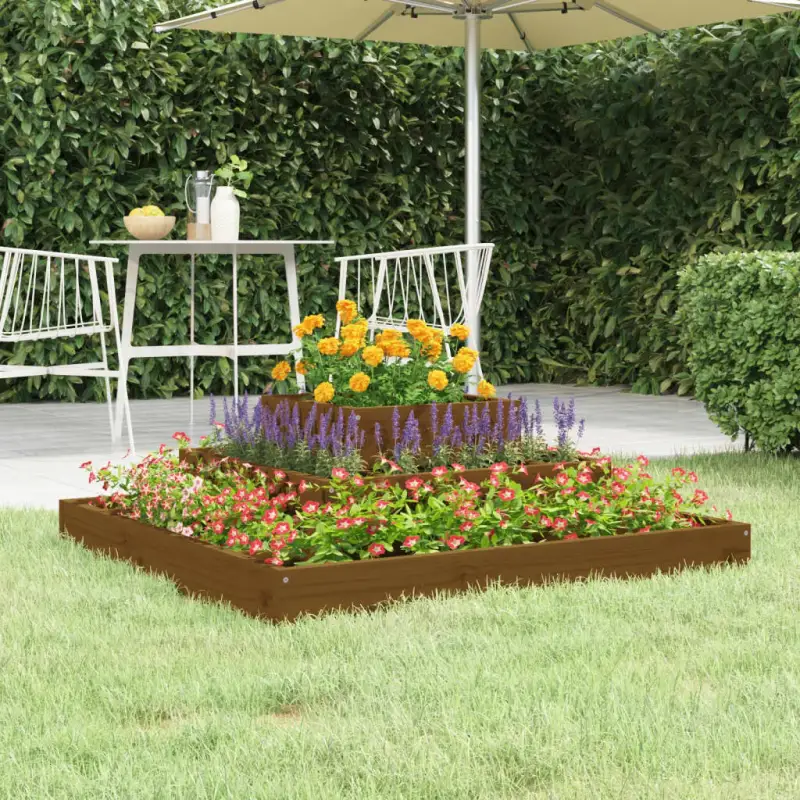 Houten plantenbak van massief grenenhout voor bloemen en planten